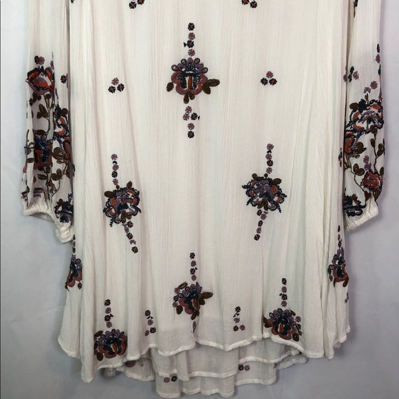 Free People Embroidered Oxford Swing Cut Out Mini Dress Size L - Picture 6 of 11